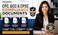 create amazon cpc, gcc and cpsc compliance documents
