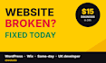 fix your broken wordpress or wix website errors and bugs same day