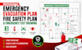 create emergency evacuation plans, fire safety plans, and exit drawings