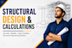 do structural load calculations for beams, slabs, columns, and foundation