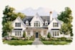 custom digital watercolor house