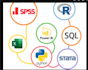 do data analysis using rstudio, spss , anova, and python