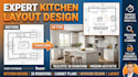 design functional kitchen layout, 3d kitchen design, and cabinet elevation plan