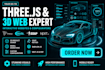 create 3d interactive website with threejs, gsap, webgl and product configuratio