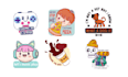 design kawaii chibi animal chibi characters mascot logo