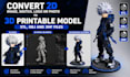 convert 2d image, sketch, logo or photo to 3d printable stl, obj, and 3mf model
