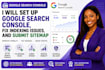 set up google search console, fix indexing issues, and submit sitemap