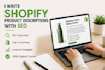 write SEO shopify product descriptions that sell