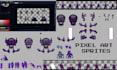2d pixel art sprite sheet character, retro game art 16 bit 8 bit pixel animation