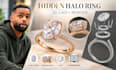 hidden halo oval engagement ring cad design, 3d jewelry rendering concept