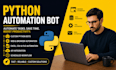 build python automation bot, script, python script, scraping, task, web bot, lua