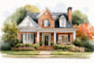 custom digital watercolor house