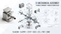 create 3d mechanical assembly design with technical drawings for manufacturing