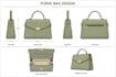 womens luxury handbag tech pack, flatsketch concept and handbag wallet pattern