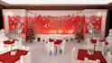 visualize 3d christmas shop counter,christmas store design,event space rendering