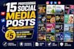 create 15 eye catching social media post designs