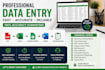 do data entry excel data entry PDF to excel copy paste