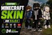 create custom HD 64x64 minecraft skin for java bedrock smp youtube pvp in 24hour