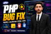 fix php mysql javascript html css website bugs