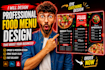 design a modern restaurant food menu, and cafe menu