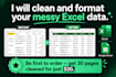 data cleaning, data analysis, formatting, and excel dashboard
