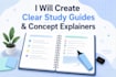write student friendly study guides and concept explaniners