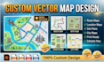 draw custom vector map, route map, location map, site plan and city map