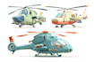 draw airplane, aircraft, helicopter into a vector cartoon