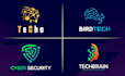 create modern tech, cybersecurity, and startup logo