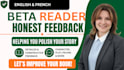 beta read critique novel, fiction, thriller, or mystery novel