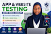 do website testing mobile app  QA testing and report bugs