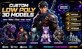 create 3d low poly model for game streaming vrchat vtuber and game character