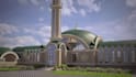 create 3d mosque design, mosque courtyard, mosque facade, mosque dome design