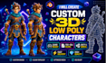 create your character as a high quality 3d low poly model