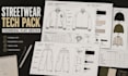 create streetwear tech pack, clothing tech pack and technical flat sketch