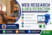 do web research, web scraping , and data extraction