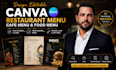 design editable canva restaurant menu, cafe menu and food menu