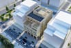 detailed cgi residential complex render,rooftop solar panel,site building tower