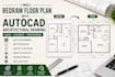 redraw floor plan into autocad architectural drawing