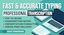 fast transcription, fast typing, and data entry in word