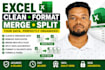 clean excel data, remove duplicates and fix formatting
