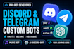 build custom discord bot, music bot, telegram or trading bot