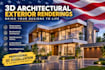 create realistic 3d architectural exterior renderings