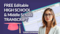 design professional editable college, high school and university transcript