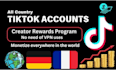 create premium tiktok accounts for USA UK germany