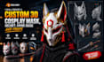 design custom anime cosplay and halloween masks,  helmets, props and stl files