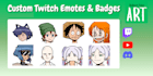 create custom anime style twitch emotes and badges
