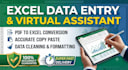 do accurate excel data entry, PDF to excel, data cleaning and typing work