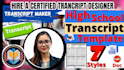 design professional high school transcript, college and university transcript