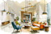 render architecture and interior concept in watercolor